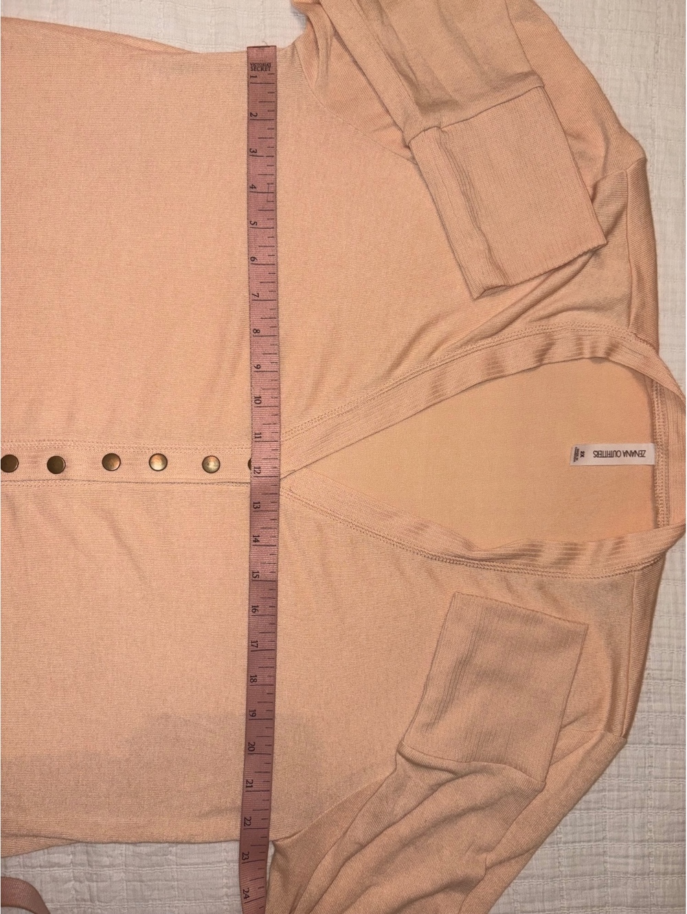 Zenana Outfitters 2XL Peach Snap Cardigan Poetcore Light Academia Soft Knit - Picture 4 of 4